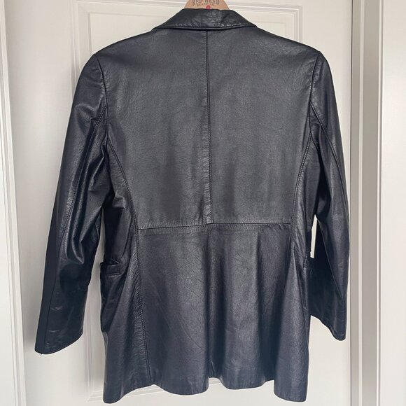 Vintage Black Leather Blazer: 90s Retro Jacket - Picture 8 of 11